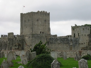 View of the keep and Assehton's Tower from the churchyard