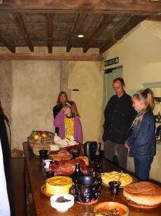 the kitchen table, with a typical spread