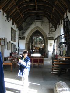 St Illtud's Church is actually two churches in one. This photograph was taken in the West church, looking towards the East Church